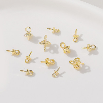 14K包金保色半孔珍珠吊坠珠托