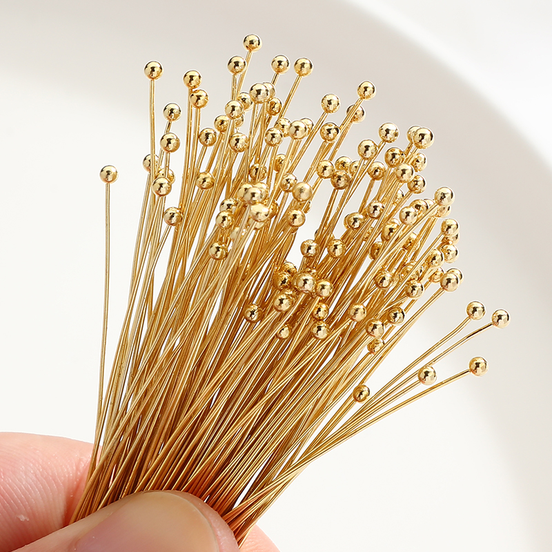 14K包金T针9针圆头针球针平头针