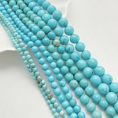 天然石绿松石直孔圆珠串珠材料