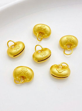 S925古法银镀金祥云福锁吊坠挂件