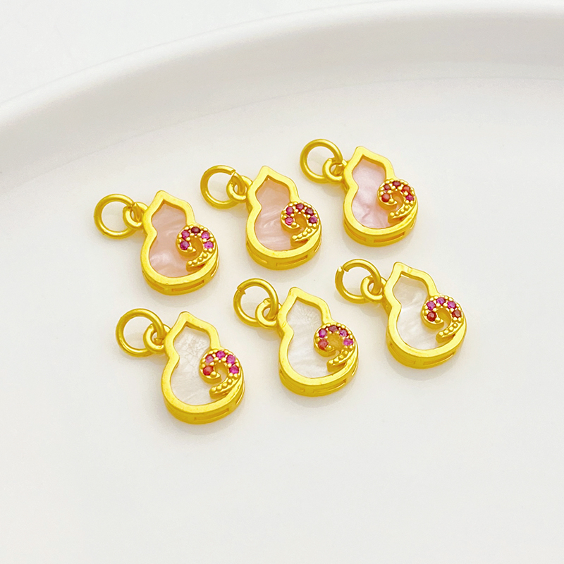 18K包金镶嵌锆石葫芦手工diy吊坠