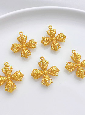 铜镀真金保色十字金刚杵吊坠