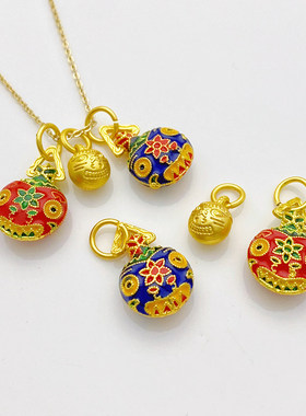 古法沙金吞金兽一家吊坠