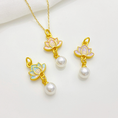 古法金保色滴油莲花珍珠小滴溜