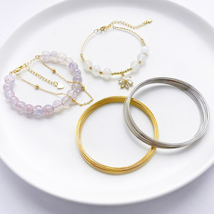 记忆钢丝圈金色白金色戒指圈手镯圈手工diy戒指串珠饰品材料配件