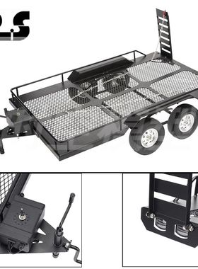 TRX4 KM2 D90 SCX10 易控1/10双轴金属拖车 攀爬车通用平板大拖车