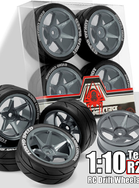 RS红蜘蛛 1:10平跑轮胎ptg2竞速金属轮毂XV02田宫TT01抓地胎 R243