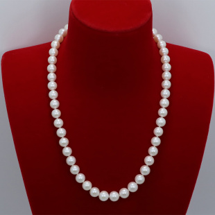 甄选8mm无核淡水珍珠项链天然强光近正圆微瑕百搭正品送妈妈礼物