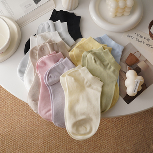 低帮浅口短筒纯色棉袜 春夏薄款 无骨抗起球 糖果色袜子女短袜纯棉