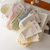 薄款 200针百棉抗起球4双 无骨袜子女中筒袜夏季 木耳花边堆堆长袜