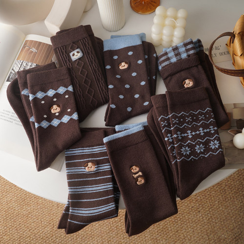 美拉德暖绒袜子女秋冬保暖中筒