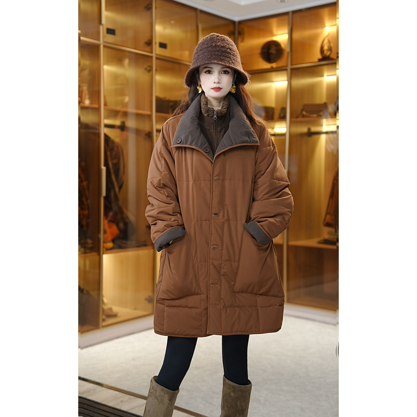 秋比 【双面穿】A版棉服女秋冬加厚夹棉宽松棉衣棉袄外套上衣服