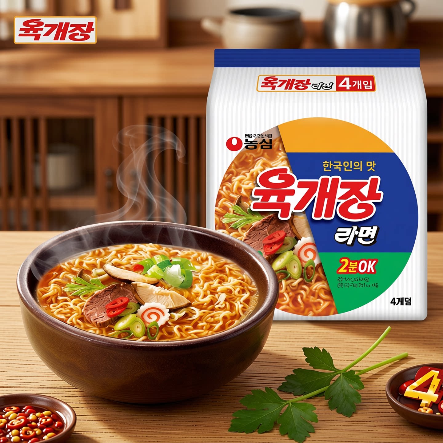 韩国进口食品农心香辣牛肉汤面116g*4袋方便面煮面速食泡面拉面