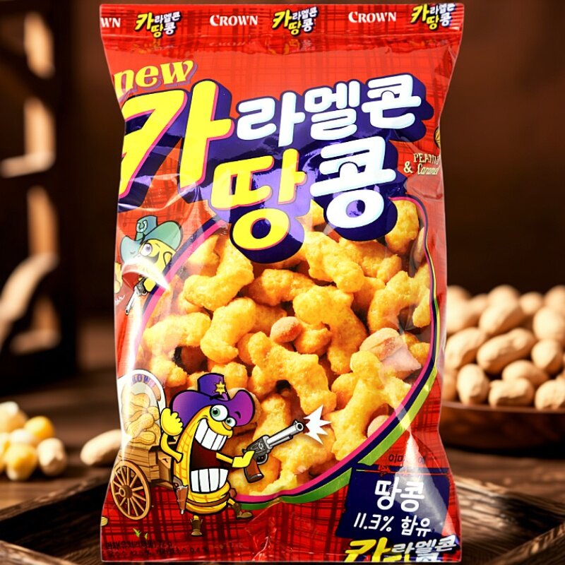 韩国原装进口克丽安花生味玉米膨化粒72g袋装脆条办公休闲零食品