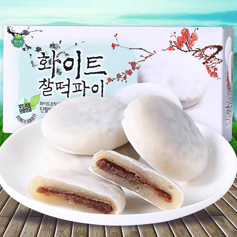 韩国进口食品韩美禾白色巧克力打糕150g红豆馅传统糕点休闲零食