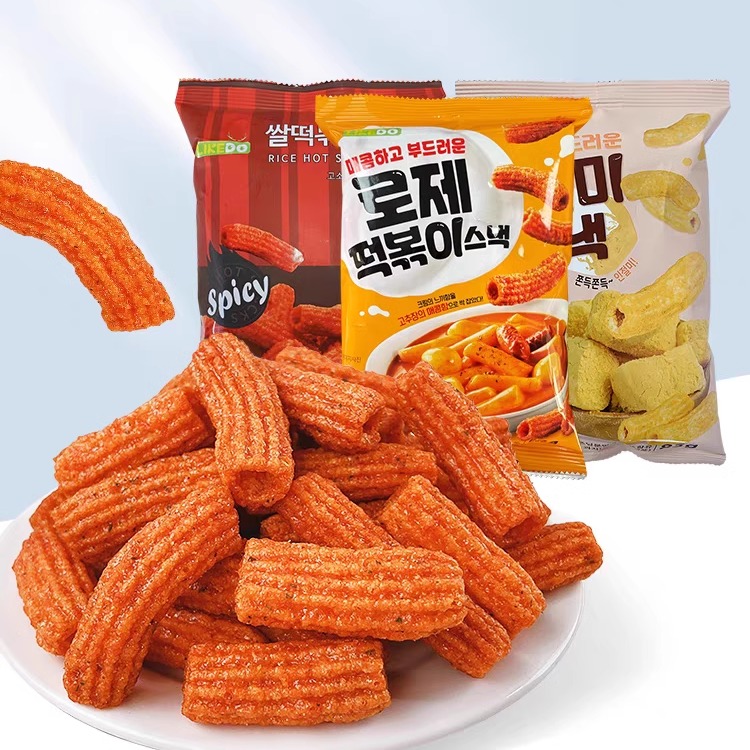 韩国进口食品涞可辣炒年糕条香辣芝士味香辣味追剧膨化零食品