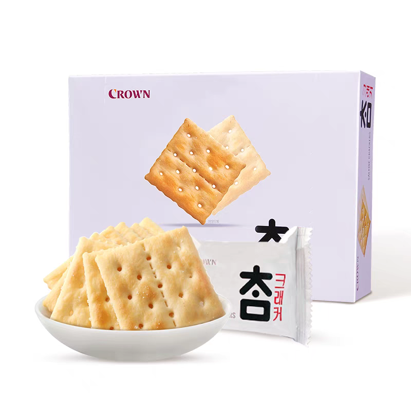 韩国进口休闲零食品 克丽安太口苏打饼干大盒代餐280g咸味饼干