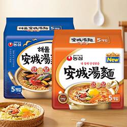 韩国进口食品方便面农心安城汤面速食泡面煮面拉面125g*5连包
