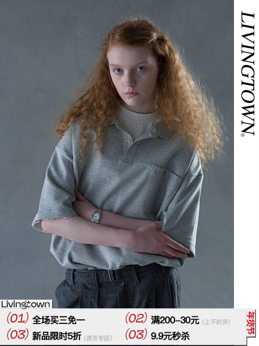 LIVINGTOWN CLUEL MAGAZINE SPECIAL NOTE 320G DOUBLE-FACED COTTON UNI POCKET SHORT-SLEEVED POLO SHIRT