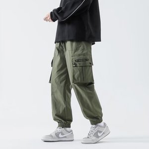 美式休闲工装裤男士春秋季新款青少年宽松潮牌痞帅多口袋束脚裤子，男装工装外套，星座204-2