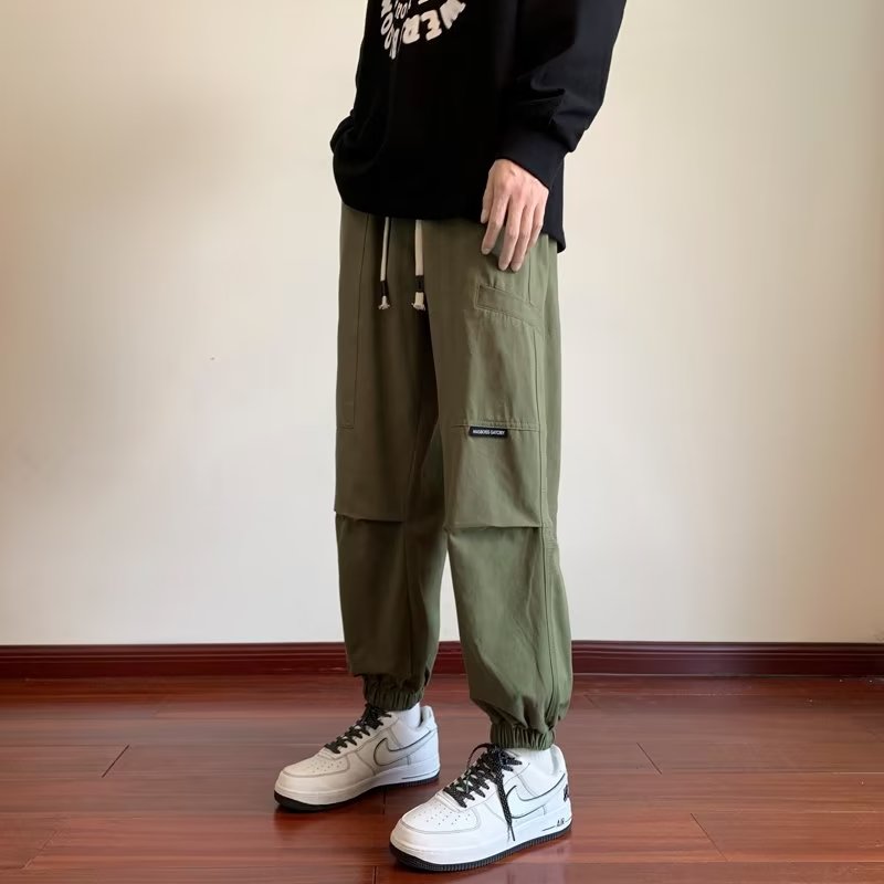 工装裤子男款春秋美式潮牌宽松束脚裤男生卡其色休闲长裤秋季,男装工装外套,星座204-2