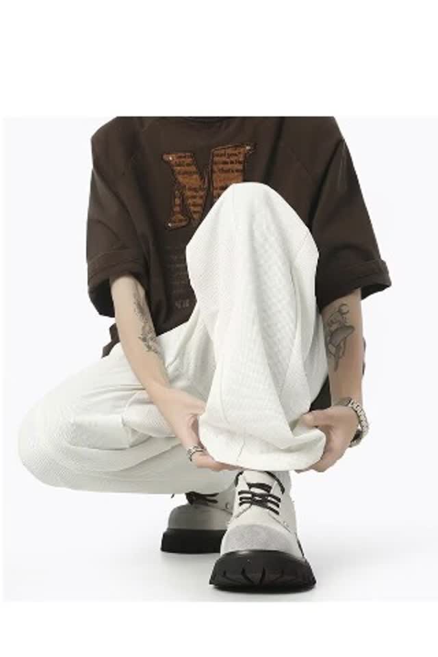 cleanfit弯刀休闲西裤男2025夏季新款薄款垂坠感阔腿宽松直筒裤子,男装西裤,星座204-2