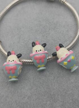 beads女925银滴釉帕恰狗串珠配饰