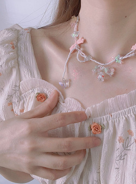 一字琉璃女度假风饰品项链