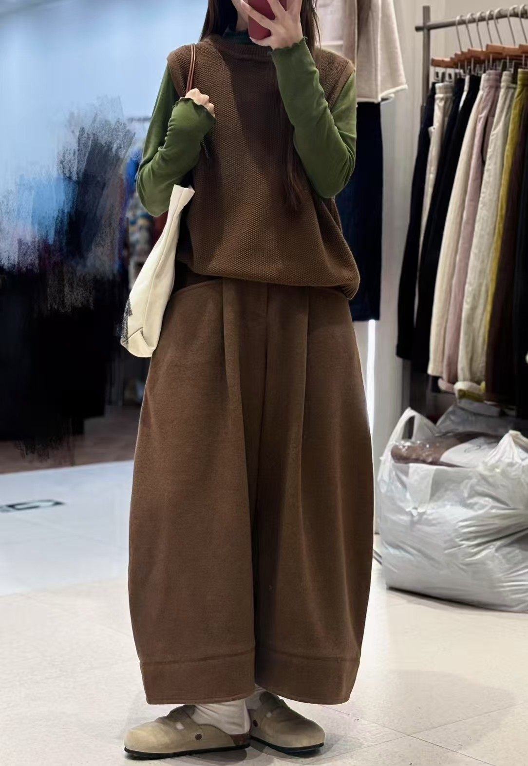 静秀阁友爆款羊毛阔腿裤9106