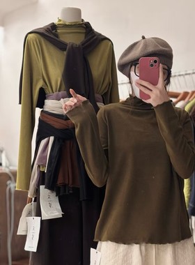 友德绒双木耳边打底衫9063