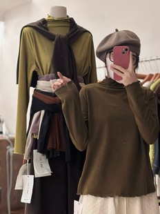 友德绒双木耳边打底衫9063