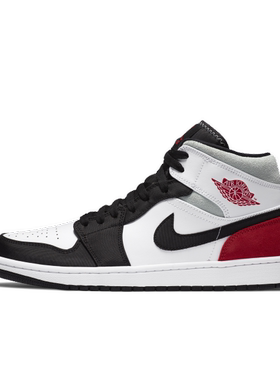 Nike Air Jordan 1中帮板鞋男系带耐磨运动鞋黑色852542-100