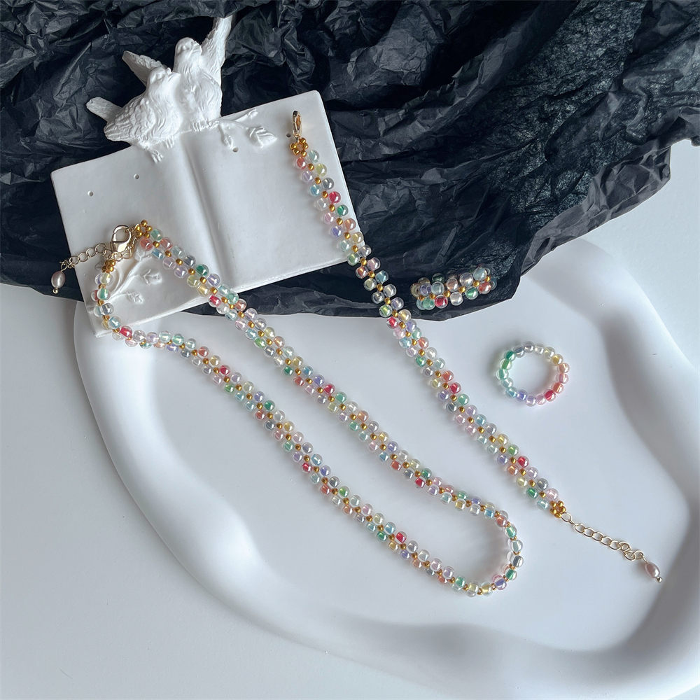 复古手作米珠编织项链手链戒指女