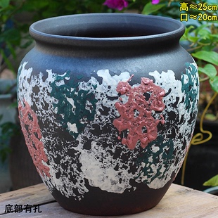 诧寂风三角梅中号复古手工透气粗陶花盆适合室内外多肉种植盆栽