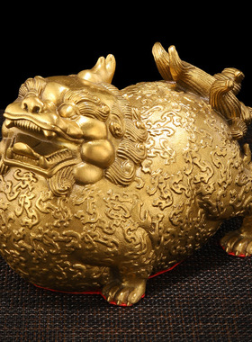 2026新黄铜貔貅大肚聚财胖貔貅工艺品家居办公金属工艺品财富貔貅