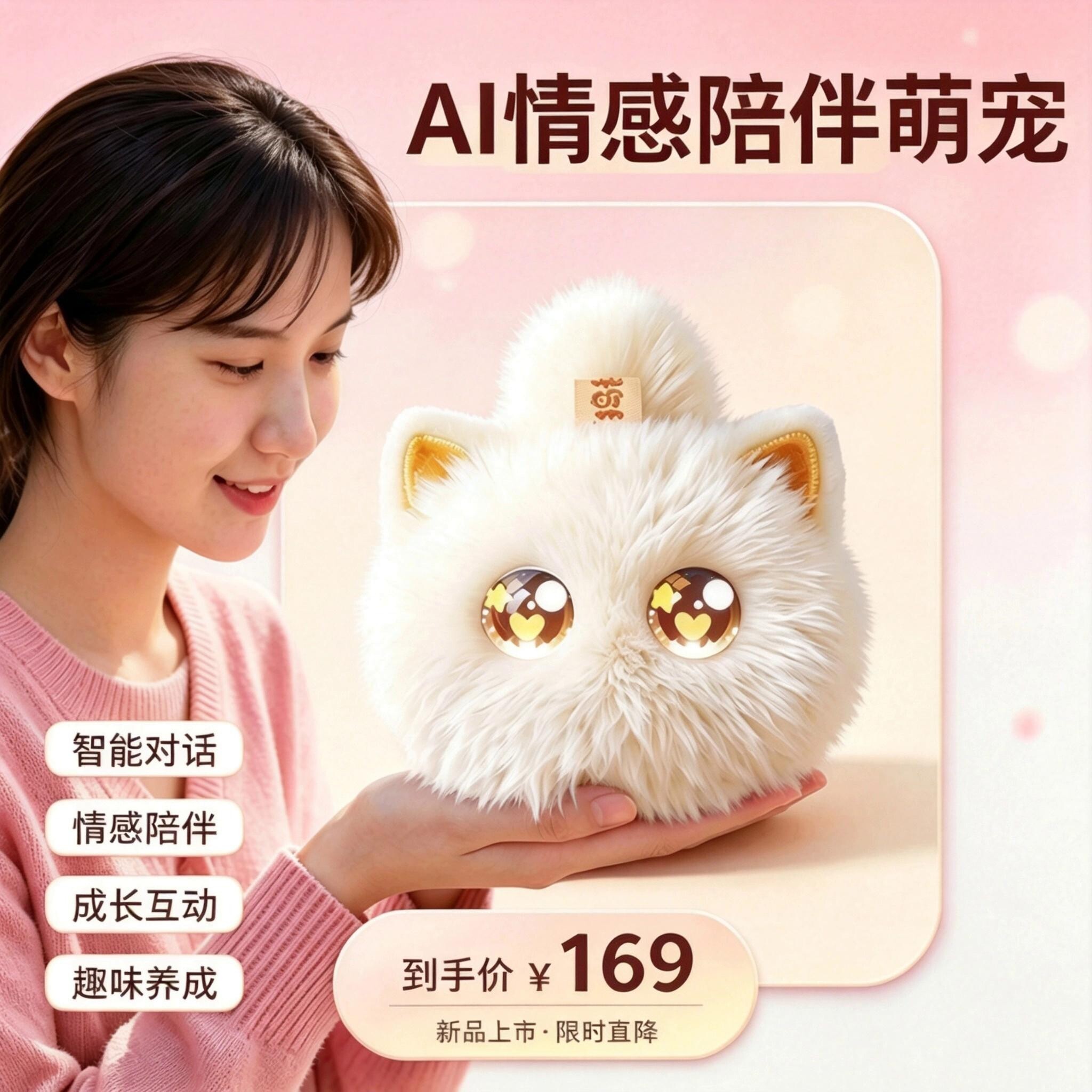 AI智能对话机器人电子宠物毛绒玩具潮玩情感陪伴蓝牙音箱生日礼物