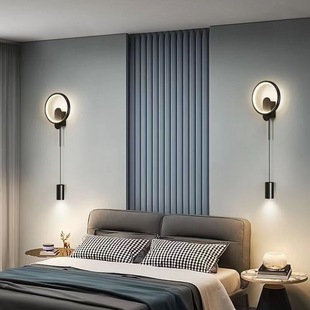 简约现代led吊线灯床头卧室看书玩手机阅读灯2024年创意流行壁灯