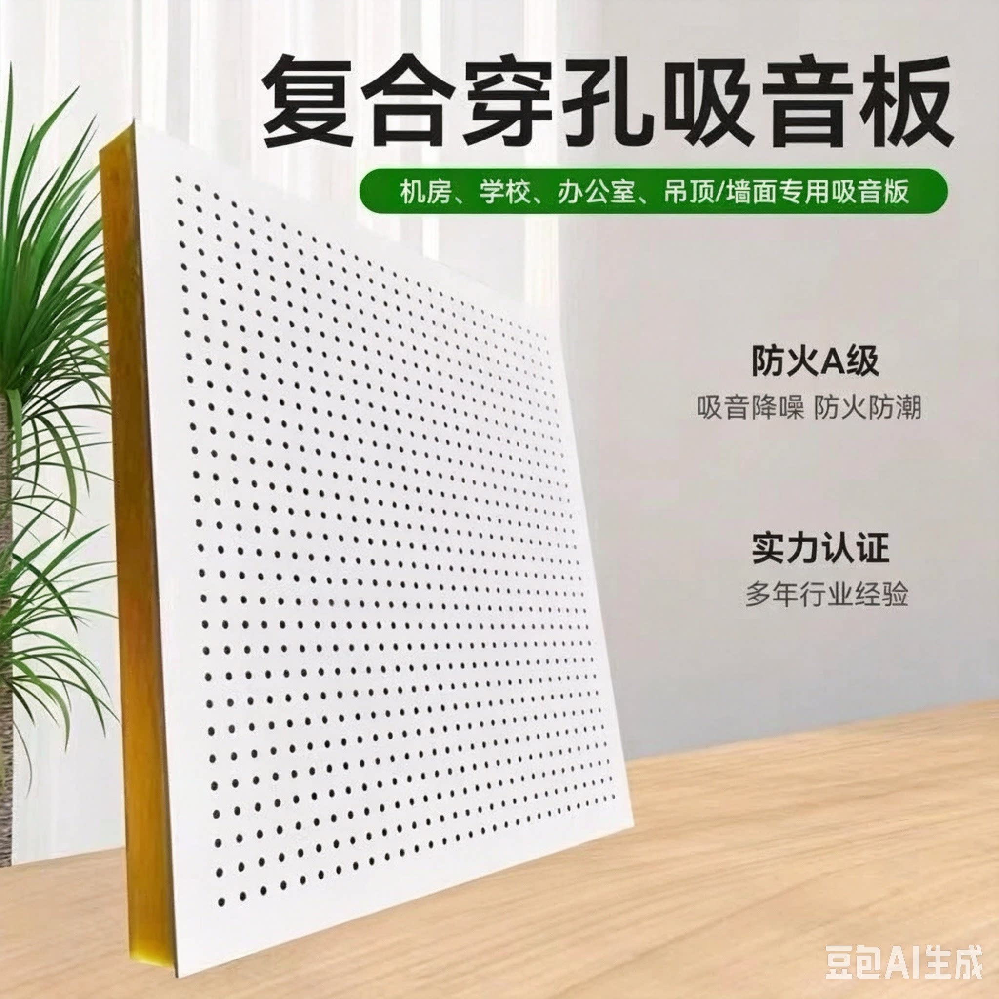 穿孔板复合吸音板硅酸钙板 石膏吸音板吊顶墙面机房变电室防火