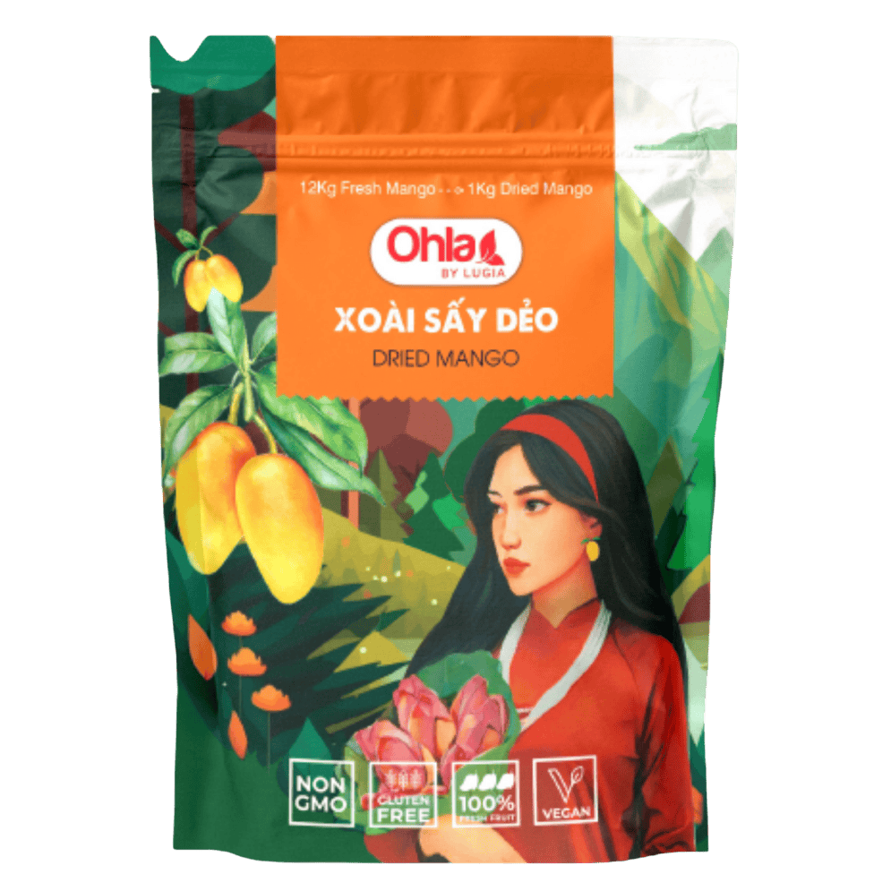 越南代购Ohla女孩图案软糯芒果干越南特产水果干芒果干袋装100g