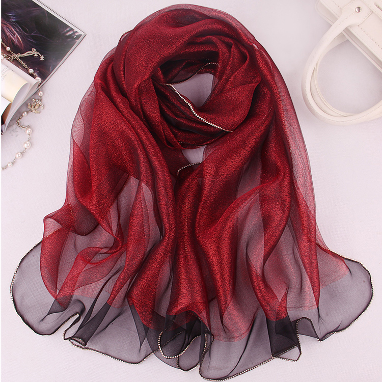 双层钻酒礼服旗袍欧根纱长款丝巾