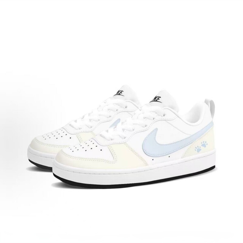 球鞋定制 Nike Court Borough 奶油喵喵 韩式学院 女子低帮板鞋