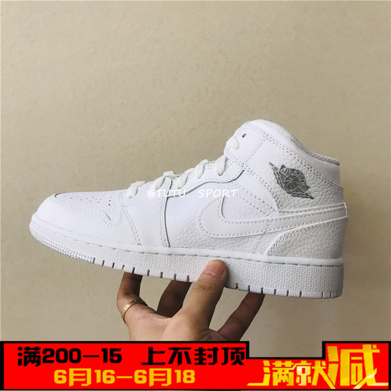 Air Jordan 1 Mid BG GS ÇÇ1С°×Ь AJ1´¿°×ÖаïÅ®×Ó 554725-109