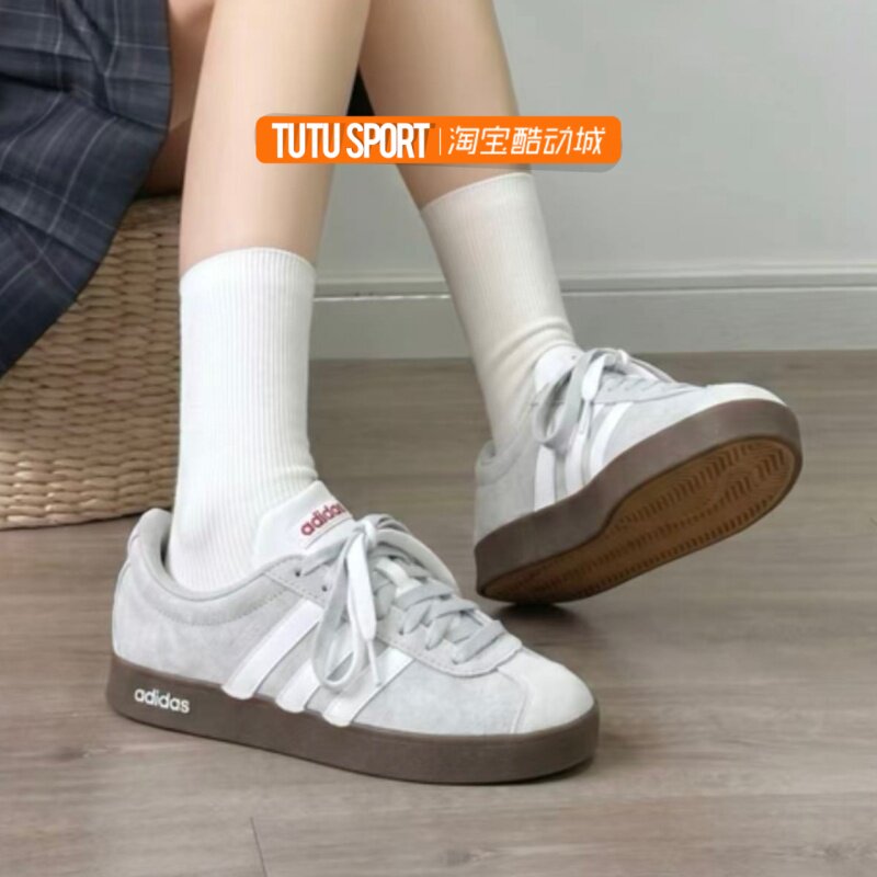 球鞋定制 adidas Vl Court Classic 复古可可 简约设计德训鞋百搭