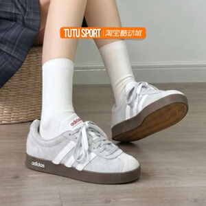 球鞋定制 adidas Vl Court Classic 复古可可 简约设计德训鞋百搭