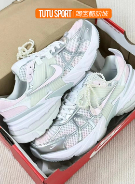 球鞋定制 Nike V2K Run 粉樱少女SAML粉色千禧防滑女子低帮跑步鞋