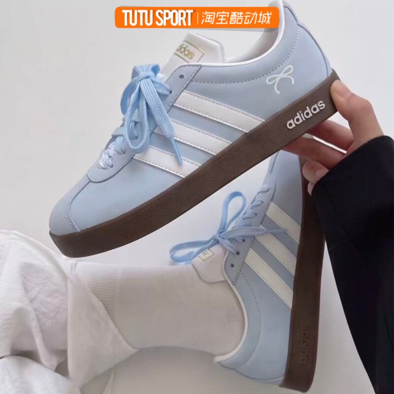 球鞋定制 Adidas Vl Court 海盐蝴蝶结 女朋友礼简约清新学院板鞋