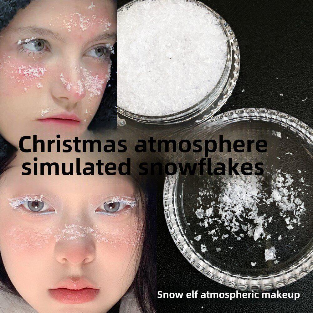 雪粉假雪花脸化妆脸贴纸亮片冬季气氛脸莱茵石装饰雪化妆配件工具