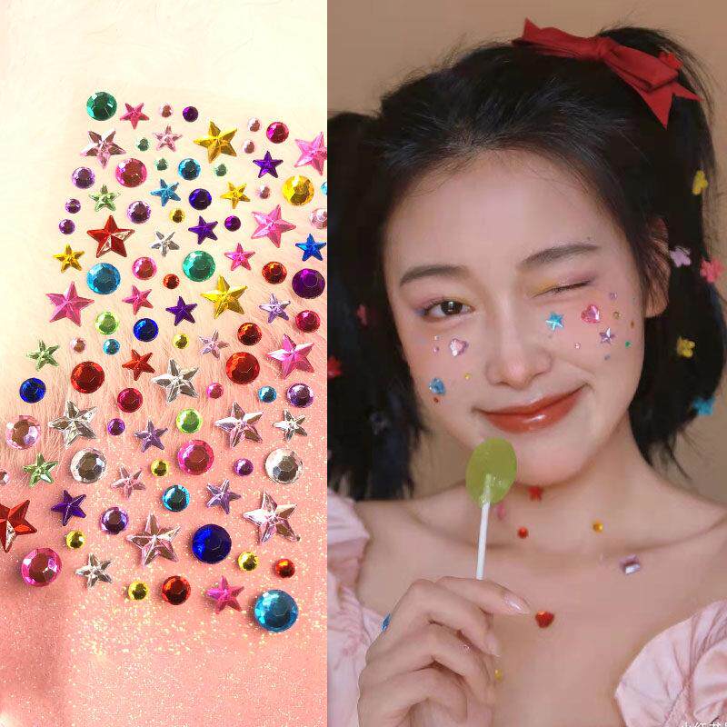 创意新娘妆亮钻贴纸 女团风格脸部贴钻 混合彩色指甲美甲钻