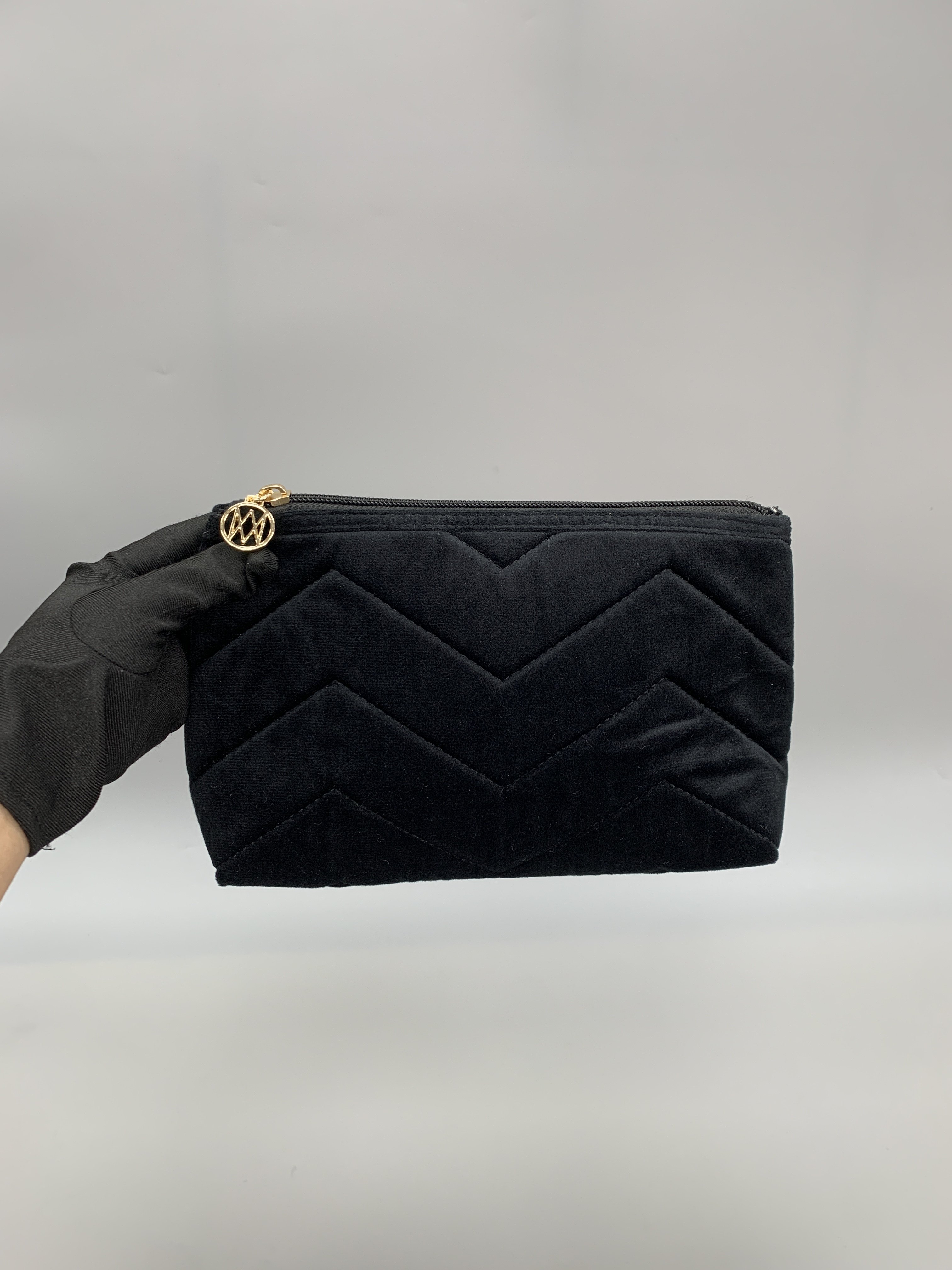 外贸尾货绒面黑色大容量化妆包收纳包,收纳整理,化妆包,淘宝优惠券,粉丝福利购,淘宝优惠卷