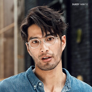 43mm近视眼镜架可配高度数1600度显薄超轻8克纯钛日系手造框MW32